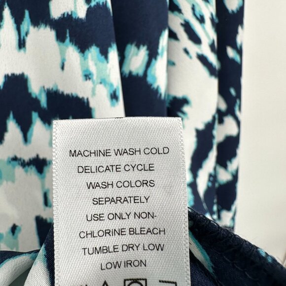 Roamans Plus Sz 3X 4X Blue White Abstract Print Kaftan Cardigan Duster Relaxed - Picture 7 of 7